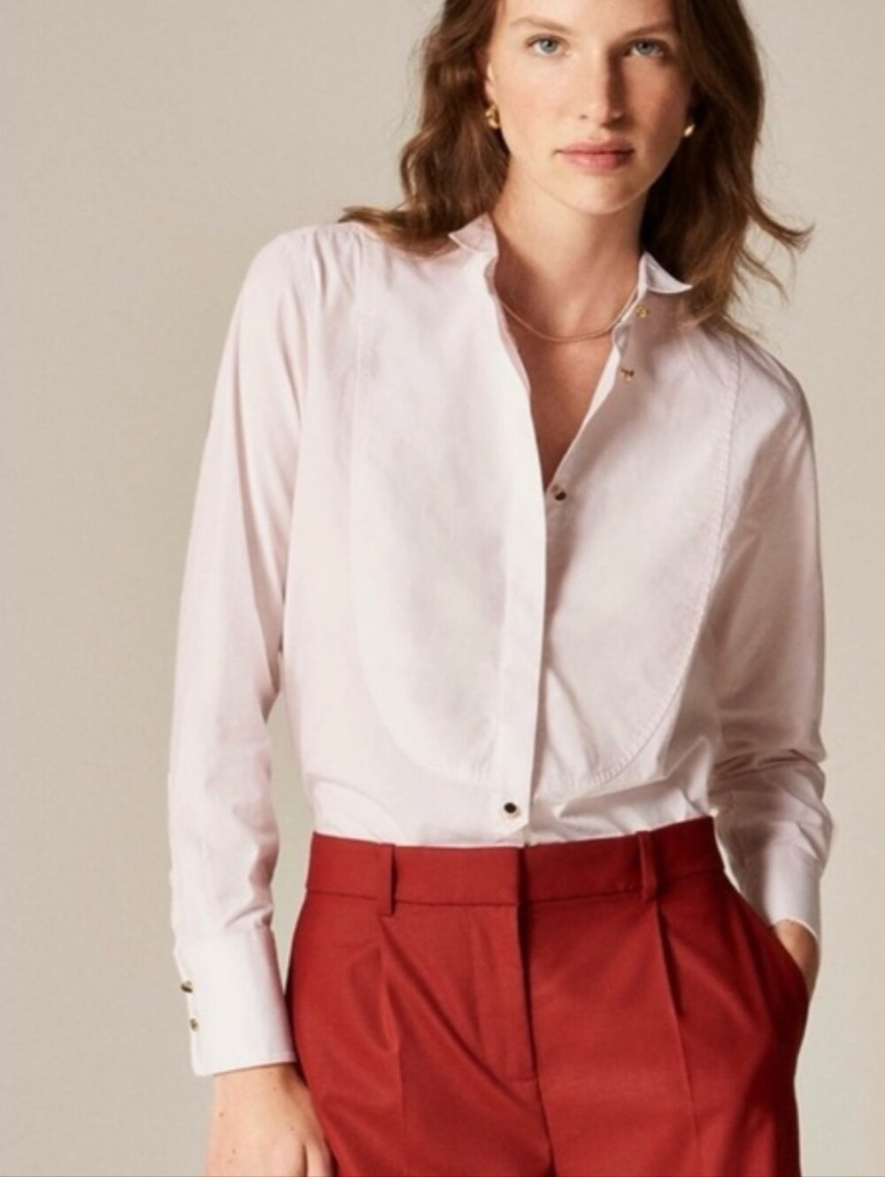 J.Crew Jules Tuxedo Pink Shirt 6 Cp642